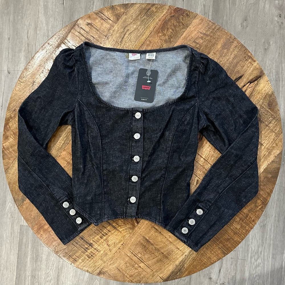 Levi’s WESTON DENIM LONG SLEEVE CORSET TOP BLOUSE